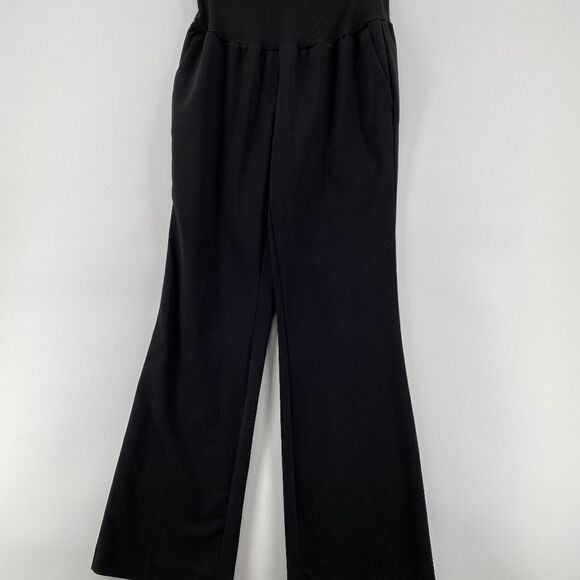 🎁5/$25 George Pants Women Maternity Small Pull-on Front Pockets Black Wide Leg - Picture 1 of 12